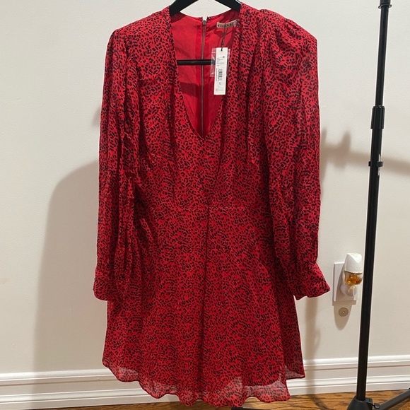 NWT Alice + Olivia Polly Strong Shoulder V Neck Dress Size 14 - Picture 14 of 16